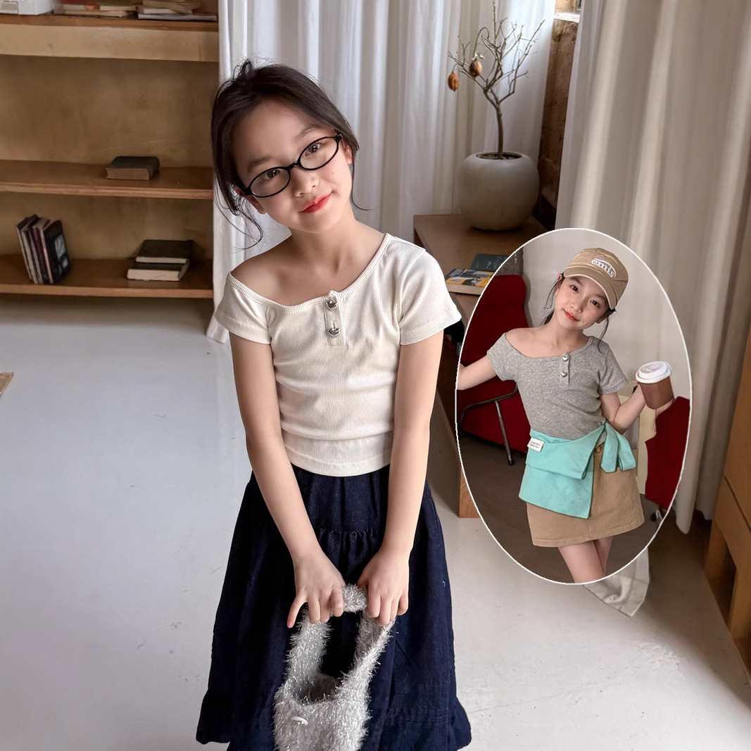 20255夏新品★子供服　トップス★110cm〜160cm 2色