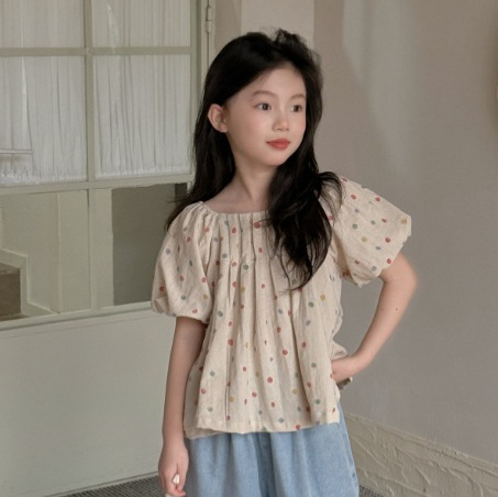 「2025」子供服★トップス★半袖シャツ★水玉★韓国風子供服★100cm〜160cm