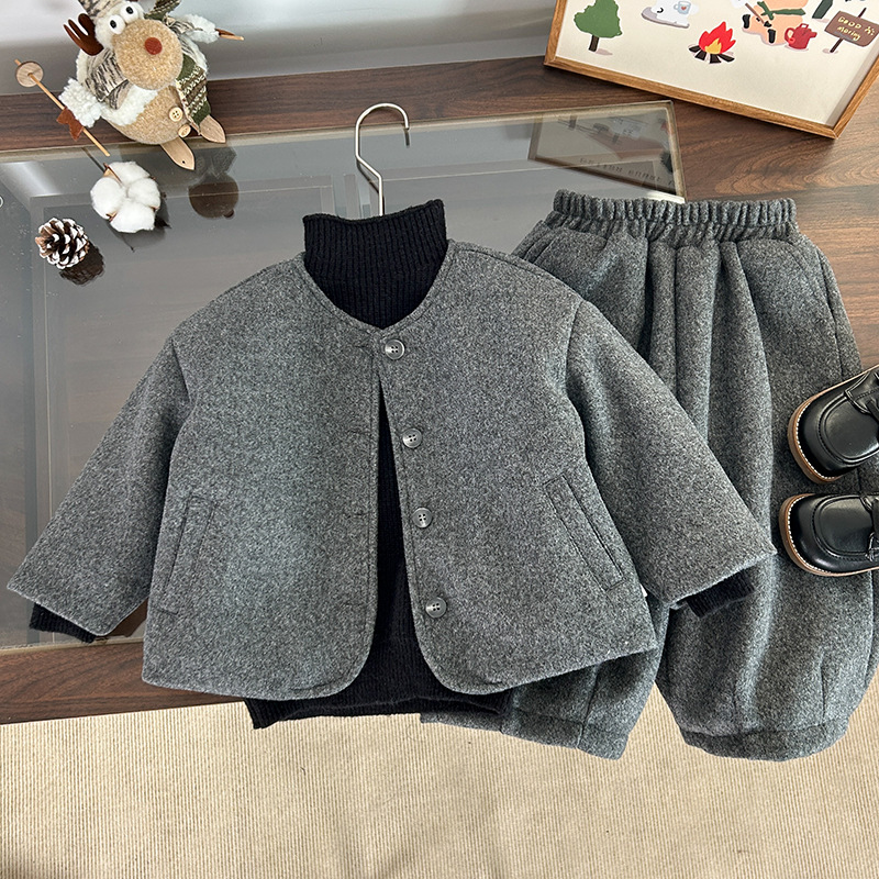 2025冬新品★子供服　セーター&灰色セットアップ★90cm〜150cm