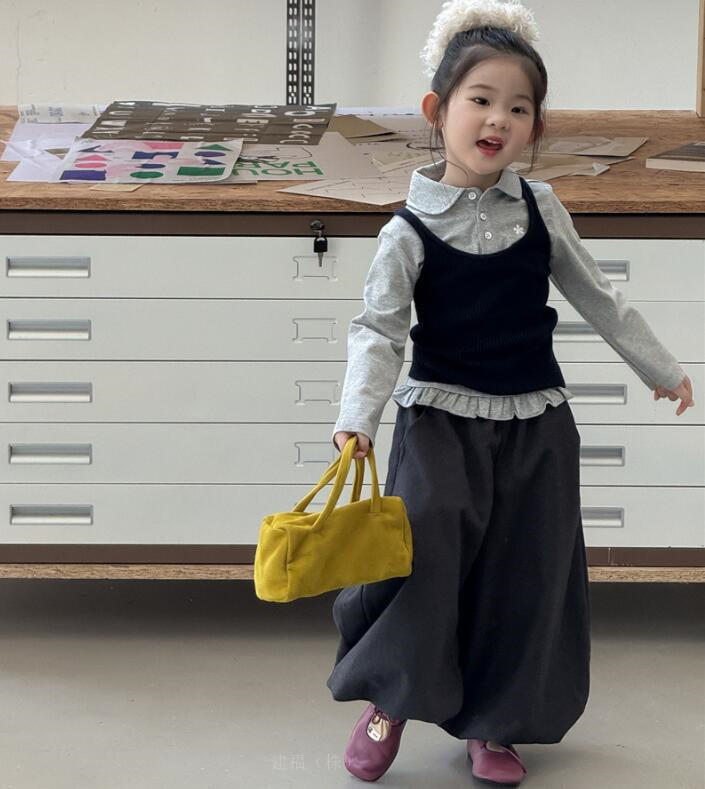 2025秋新作★子供服　トップス+吊りベスト&ズボン分けて★90cm〜140cm
