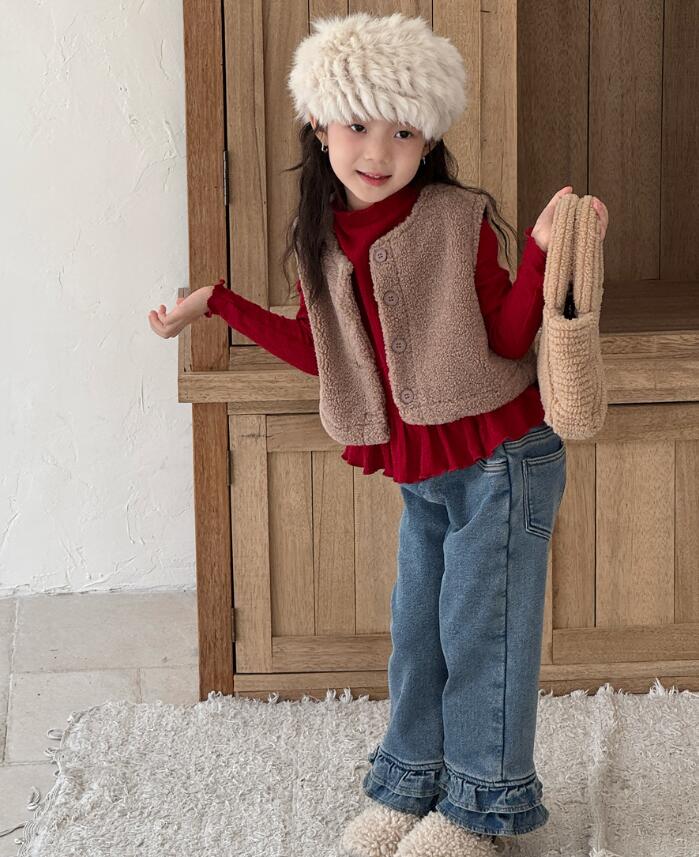 2025冬新品Y★子供服 　ベストボアコート★90cm〜150cm 2色