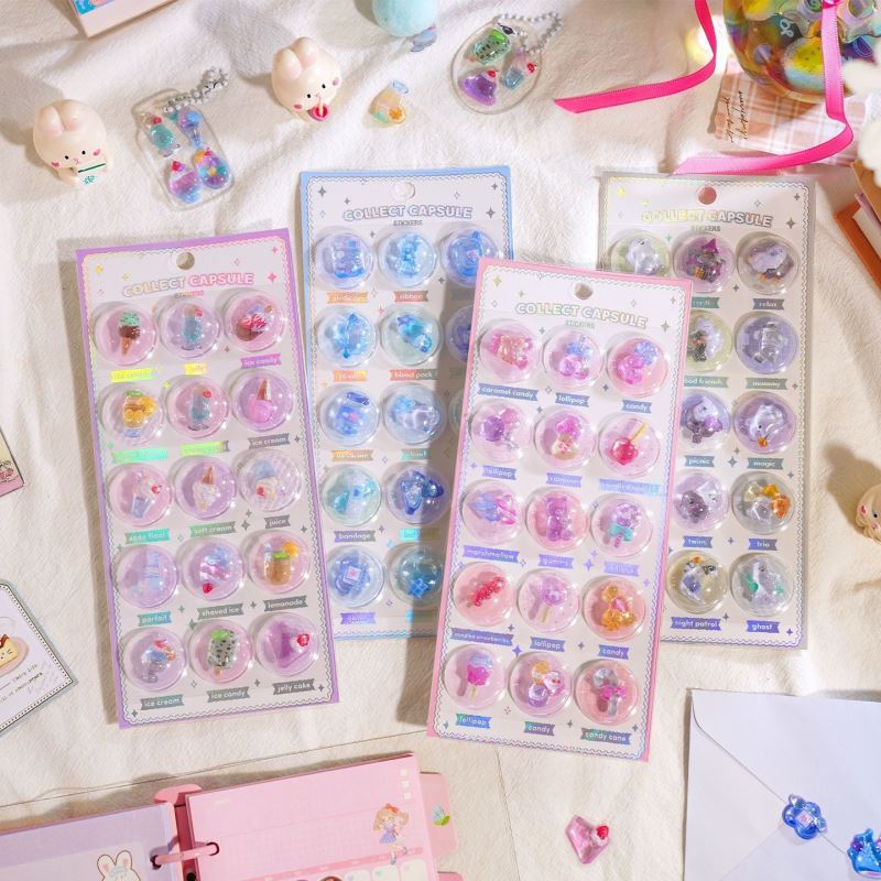 DIY手作り ステッカー★粘着シール★3D★手帳素材