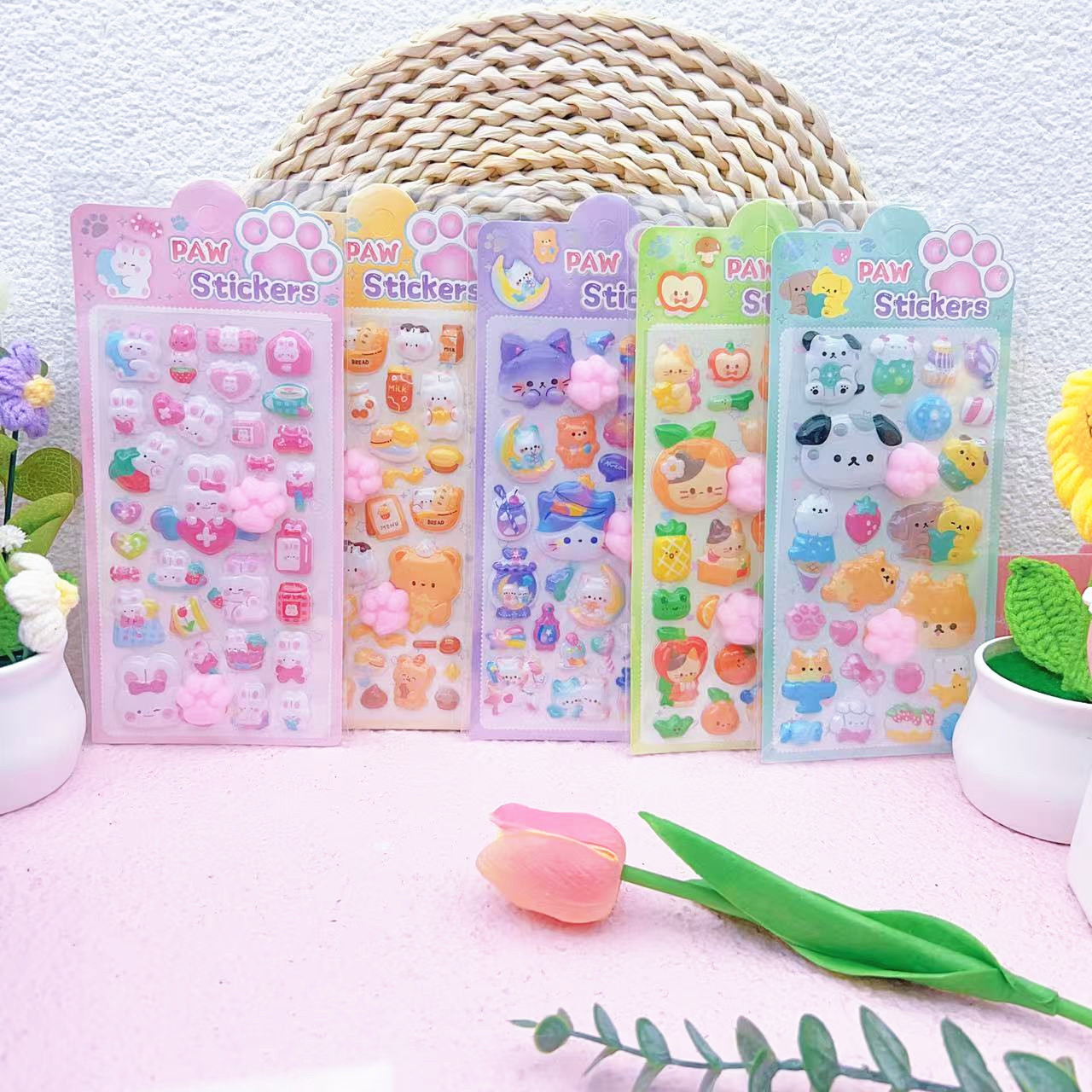 DIY手作り ステッカー★粘着シール★3D★手帳素材