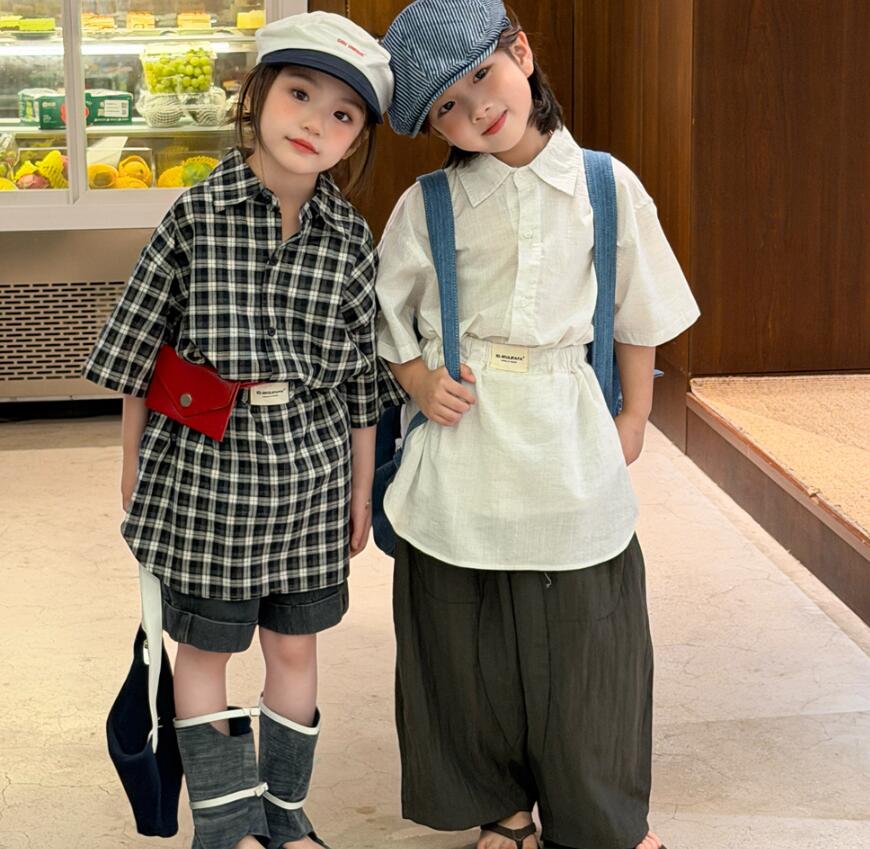 2026新品MXW★子供服　シャツ+ヘムカバー　セットアップ★90cm〜150cm 2色