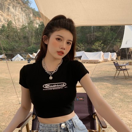 韓国ファッション★レディース向け★♪短い★♪个性★♪半袖★♪トップス★♪Tシャツ★♪