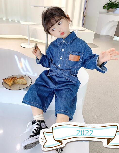 2022新作★子供服★連体服★長袖★デニム★韓国風子供服★キッズ女の子★7-17#