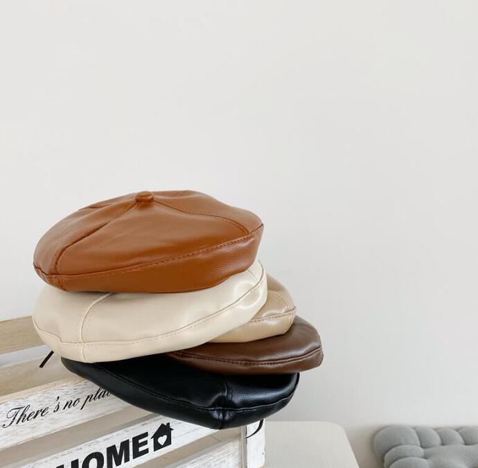 子供用★ベレー帽★帽子★男女兼用★PU★キッズ★カジュアル★無地★5色