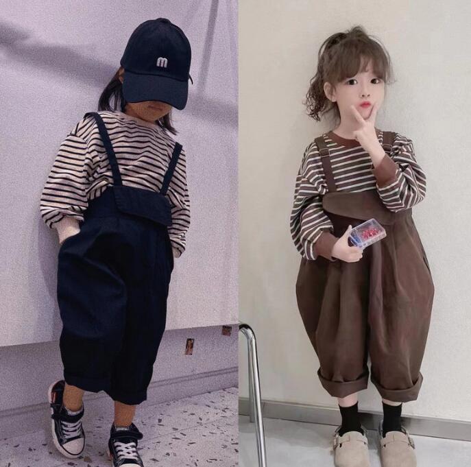 子供服★トップス+サロペット★セットアップ★キッズ女の子★2色★5-13#