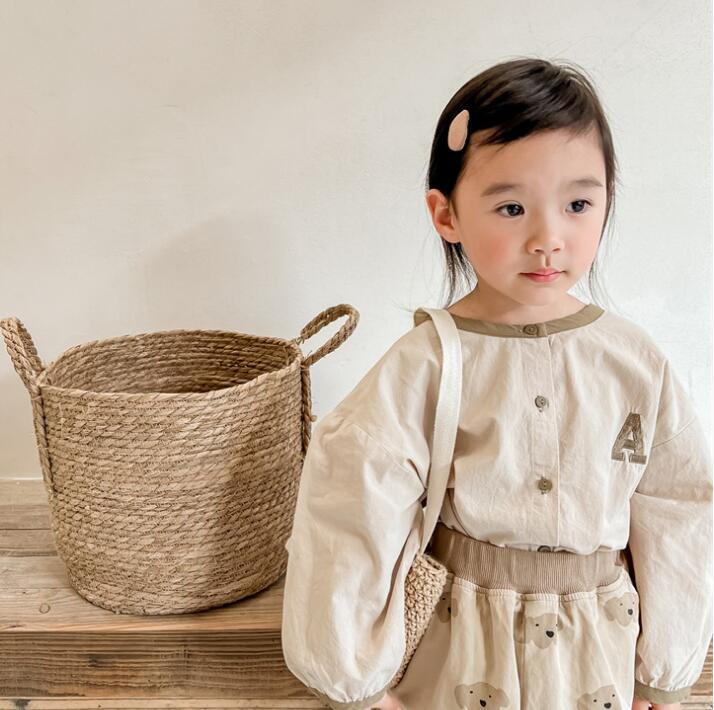 子供服★トップス★ワイシャツ★韓国風子供服★キッズ女の子★長袖★2色★80-130CM