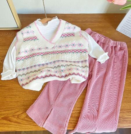 春新作★キッズ用アパレル★3点セット★Tシャツ+ベスト+ズボン★100-140