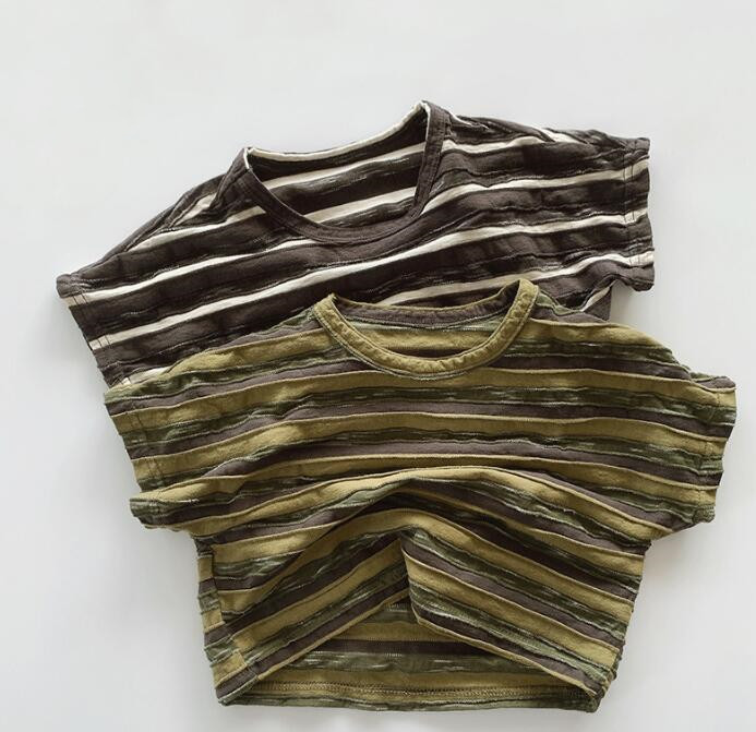 子供服★トップス★Tシャツ★薄手★韓国風子供服★男女兼用★ストライプ★2色★80-130CM