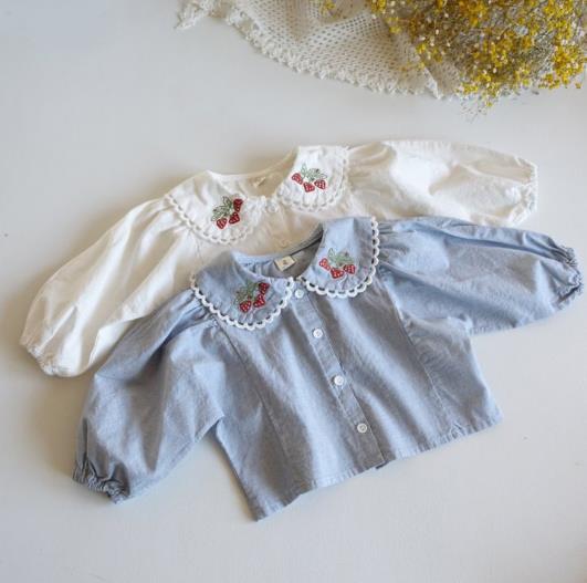 2023春新品★子供服　トップス　シャツ　七分丈　80-130cm★2色