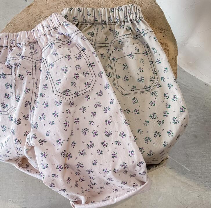 子供服★ズボン★ボトムス★韓国風子供服★キッズ女の子★花柄★カジュアル★2色★80-130CM