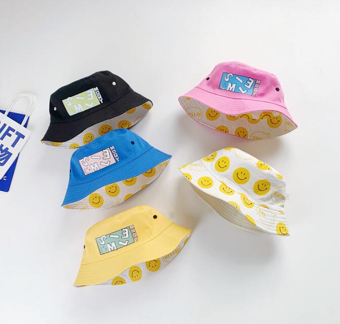 子供用★バケットハット★帽子★キッズ★日焼け防止★韓国風★笑顔★リバーシブル★5色