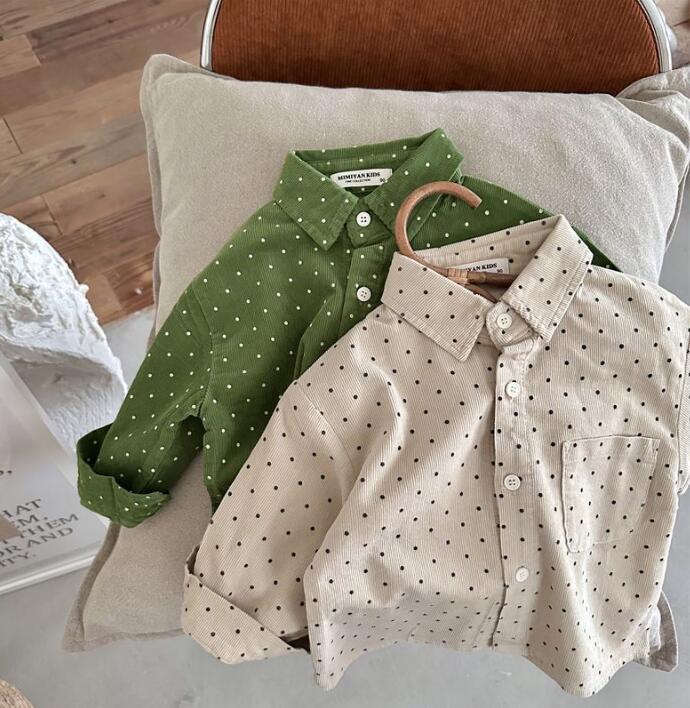 2023★春新作★韓国風子供服★トップス★シャツ★コーデュロイ★2色90-140CM