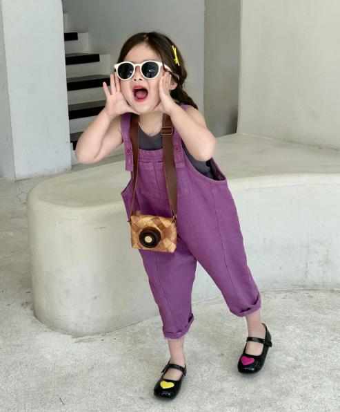 2023夏新品★子供服　ボトムス　サロペット　九分丈　80-130cm