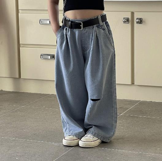 2023夏新品★子供服　ボトムス　デニムズボン　ベルト付き　90-140cm★2色