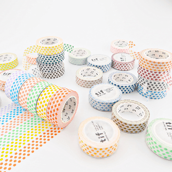 塩系文具 シール貼紙 手帳素材 マスキングテープ マカロンカラー 幾何学ドット柄水玉 15mm*10m 24色