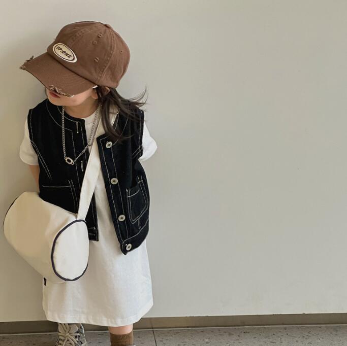 子供服★ベスト+ワンピース★セットアップ★韓国風子供服★キッズ女の子★2色★80-130CM