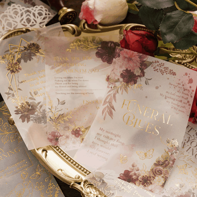 カフェ メッセージ ペーパー アンティーク メモ紙 ボタニカル サマー フラワー 葉 イラスト 10枚入