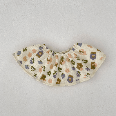 夏新作 0-3歳ベビー 食事用エプロン よだれかけ お食事 涎掛け タオルマフラー クマ 虹 ボタニカル