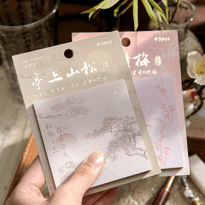 カフェ風 貼り付け付箋 素材紙メモ紙 ポストイット 中華風絵 アンティーク 45枚入