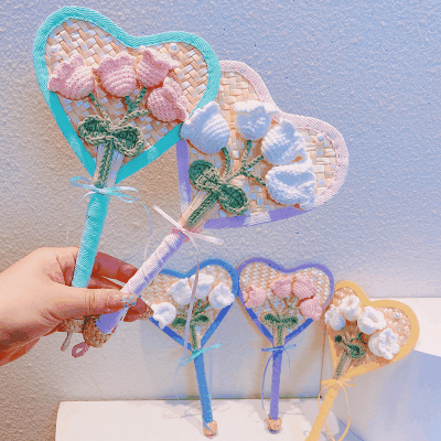 夏日 扇子 編み 手作り うちわ レディース キッズ少女 団扇 浴衣 着物用 暑さ 熱中症対策 鈴蘭 フラワー