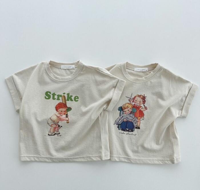 2023★春夏新作★韓国風子供服★Tシャツ★トップス★半袖★2色80-120CM