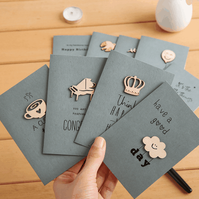 ラッピング 祝い グリーティングカード メッセージ 父の日 祝日 アンティーク 封筒 葉猫珈琲 木