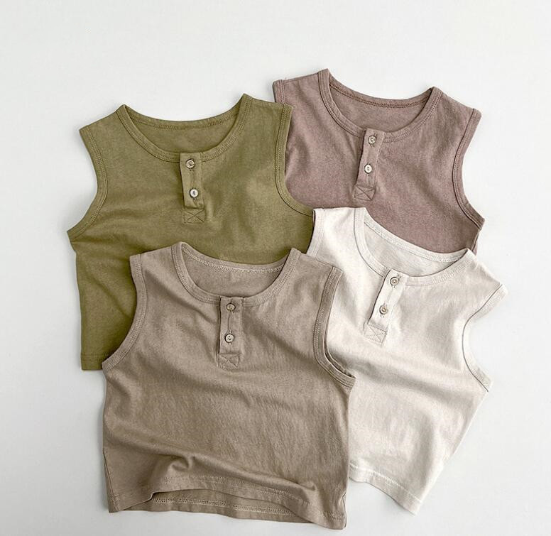 子供服★トップス★ベスト★韓国風子供服★キッズ★男女兼用★袖なし★無地★4色★80-130CM