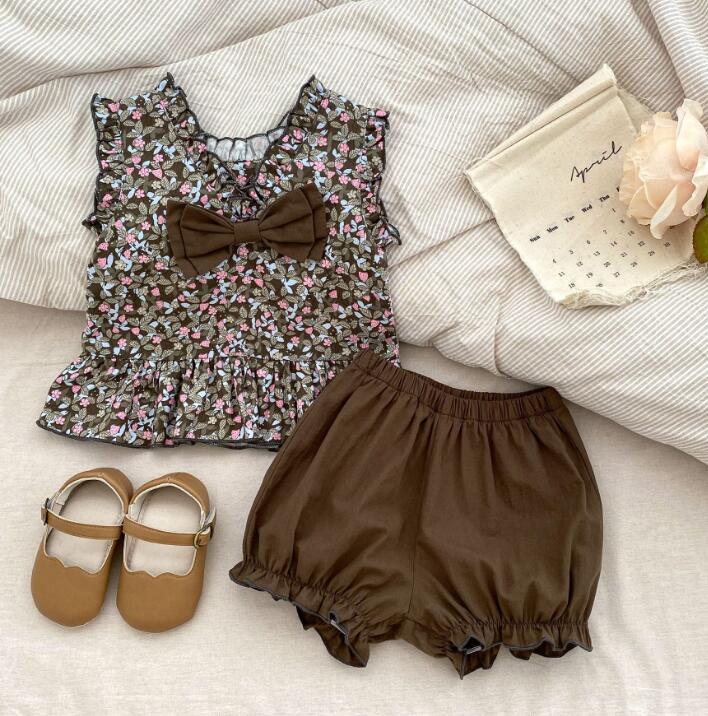 子供服★セットアップ★トップス+パンツ★韓国風子供服★ベビー★袖なし★66-100CM
