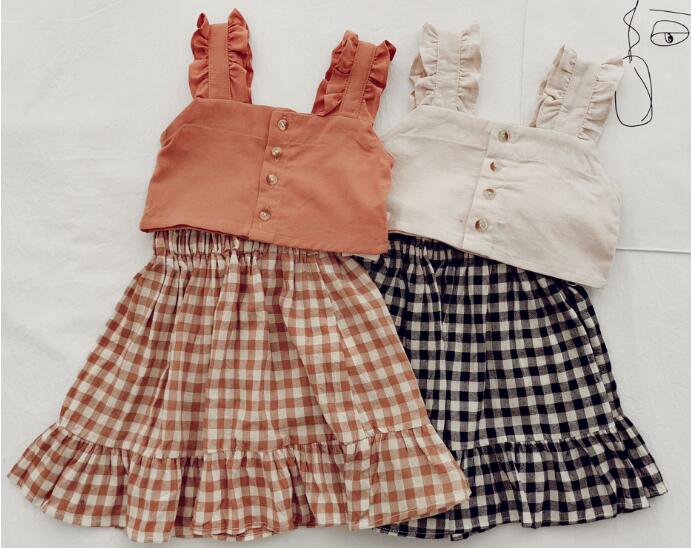 2023★春夏新作★韓国子供服★袖なし★トップス+スカート2セット★2色7-15