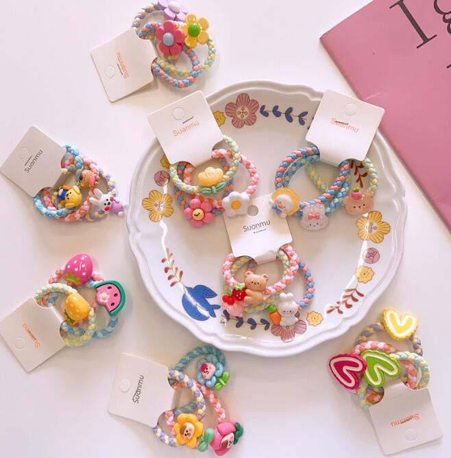 髪飾り★まとめ髪用★ヘアアクセサリー★子供用★キッズ女の子★ヘアゴム★2枚入り★多色