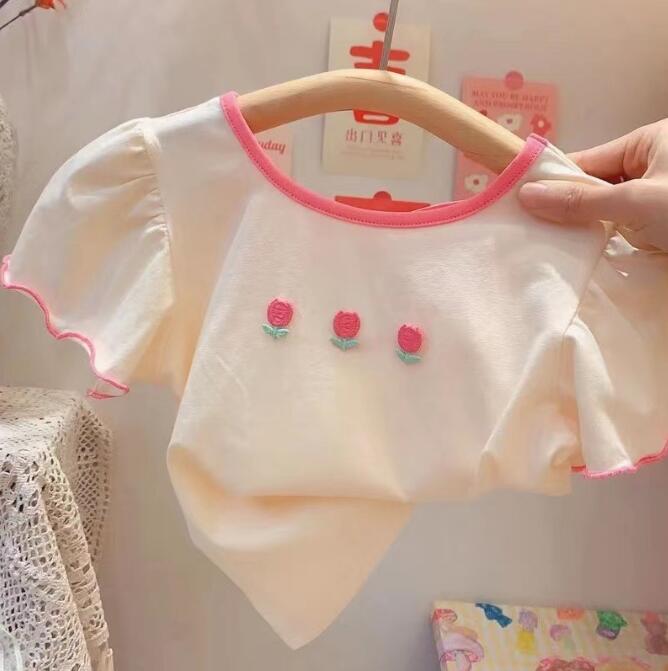 子供服★トップス★Tシャツ★韓国風子供服★キッズ女の子★半袖★2色★80-130CM