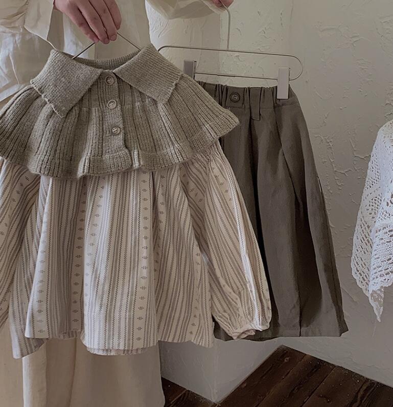 2023秋新品★子供服　シャツ&襟&ズボン分けて販売★90-140cm★