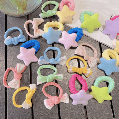 Y2K 秋冬髪飾り レディース ヘアゴム リングゴム ひも ヘアオーナメント ピンキーカラー 結びリボン スター