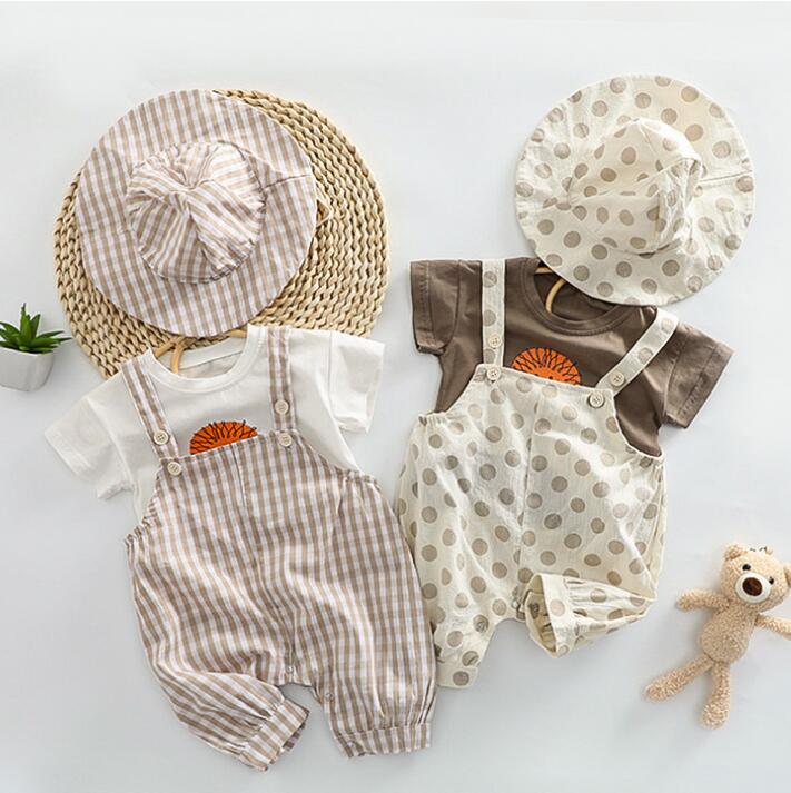 子供服★トップス+ロンパース+帽子★セットアップ★韓国風子供服★ベビー★2色★66-100CM