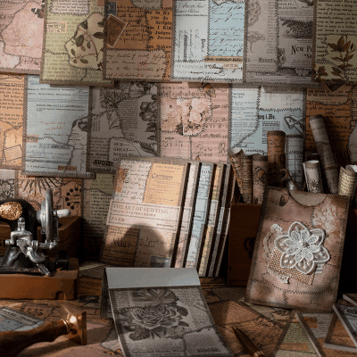 包装インテリア ペーパー 素材紙 パッキング アンティーク 葉花フラワー バタフライ 天体観測 30枚入