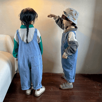 ナチュラル系 秋冬新作 デニムパンツ サロペット クロップドパンツ ジーンズ ジーンズ ユニセックス 80-150