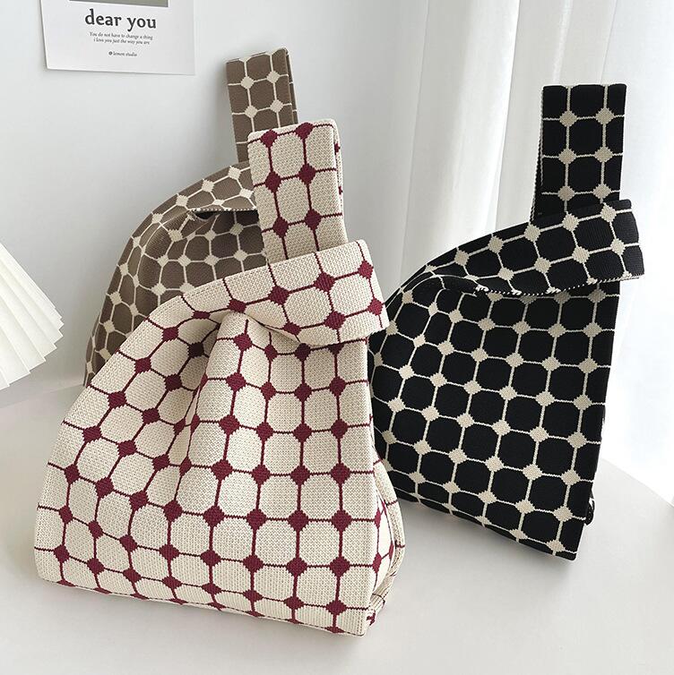 バッグ★レディース★トートバッグ★ハンドバッグ★ニットバッグ★大容量★3色