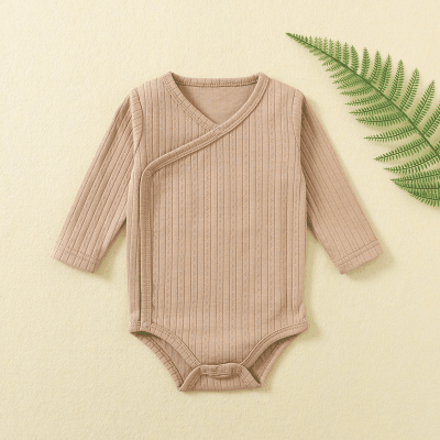 秋冬新作 出産祝い ユニセックス 連体服 無地 オシャレ ロンパース カバーオール 3M-12M 4色