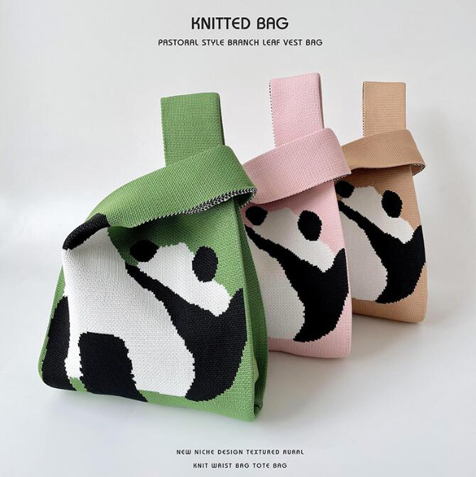 バッグ★レディース★トートバッグ★ハンドバッグ★ニットバッグ★パンダ★大容量★3色