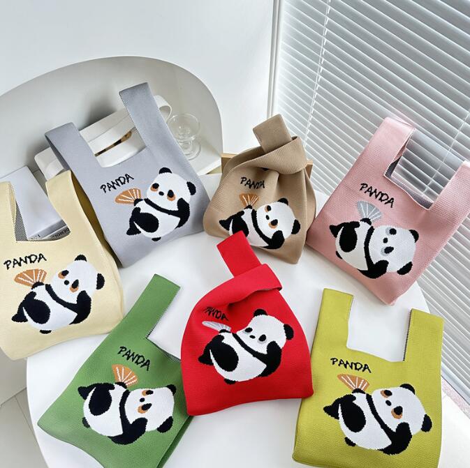 バッグ★レディース★トートバッグ★ハンドバッグ★ニットバッグ★パンダ★大容量★7色