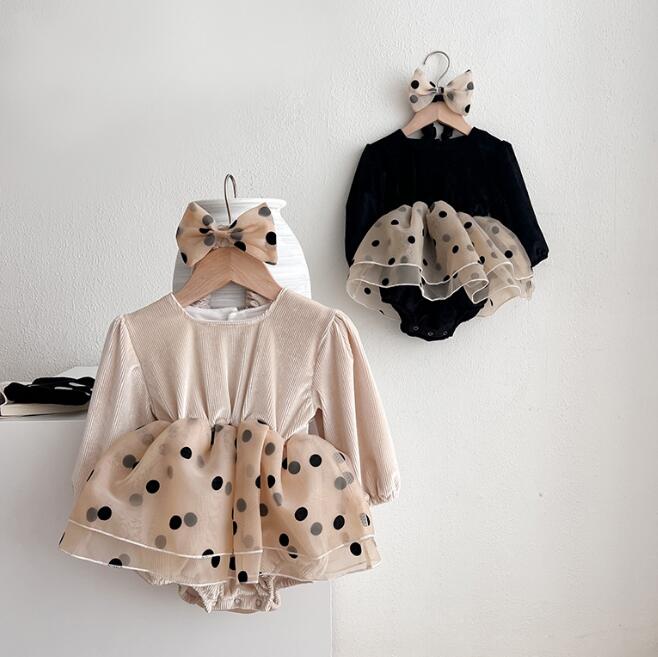 「2023秋」子供服★ロンパース+ヘアバンド★連体服★韓国風子供服★ベビー★2色★66-90CM