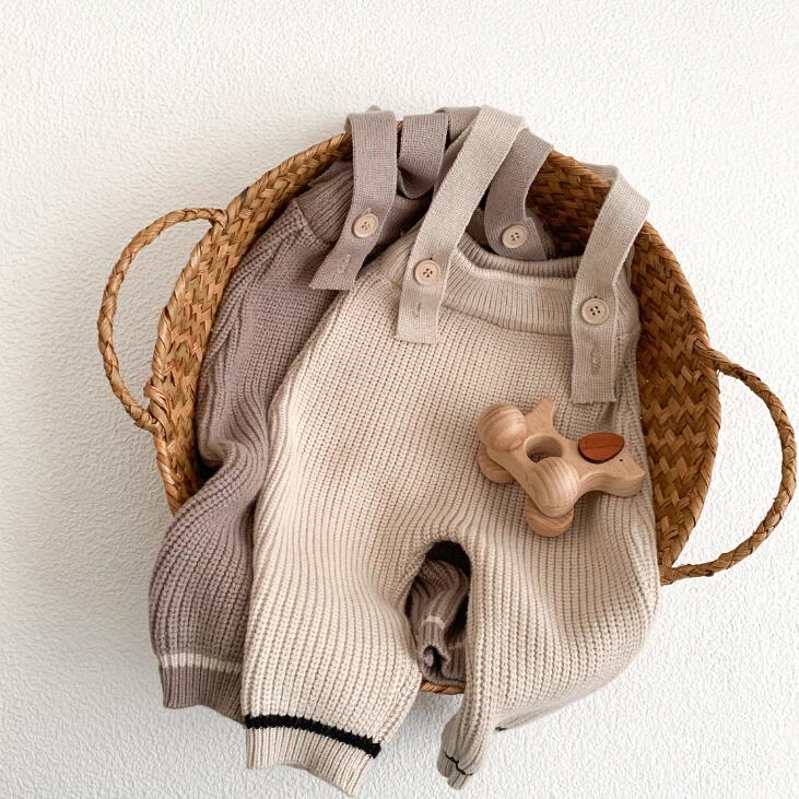 「2023秋」子供服★サロペット★吊りズボン★韓国風子供服★ベビー★ニット★2色★66-100CM