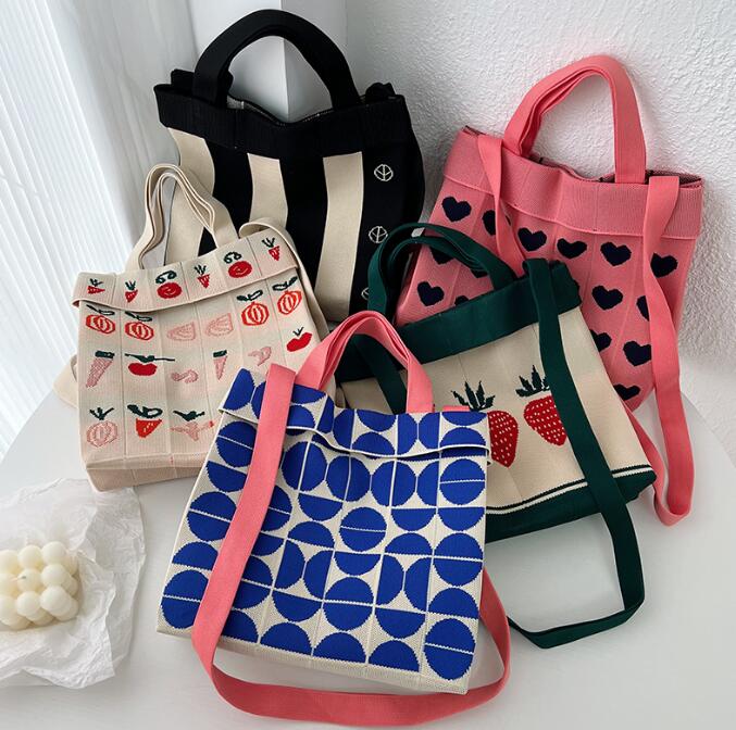 バッグ★レディース★トートバッグ★ハンドバッグ★ニットバッグ★ショルダーバッグ★大容量★7色