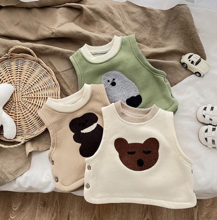 2023★秋冬新作★韓国風子供服★チョッキ★裏起毛★3色66-90CM