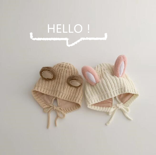 「2023秋冬」子供用★帽子★ベビー★ニット帽子★耳カバー★男女兼用★暖かい★防寒★6色