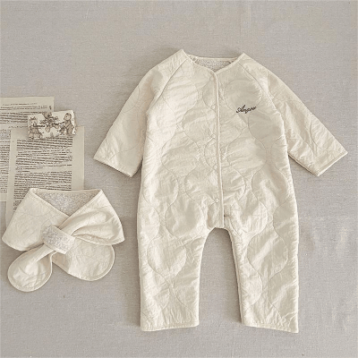 秋冬新作 ユニセックス 連体服 裏ボア裏起毛 防寒 厚手 襟巻き+ロンパース カバーオール 66-100