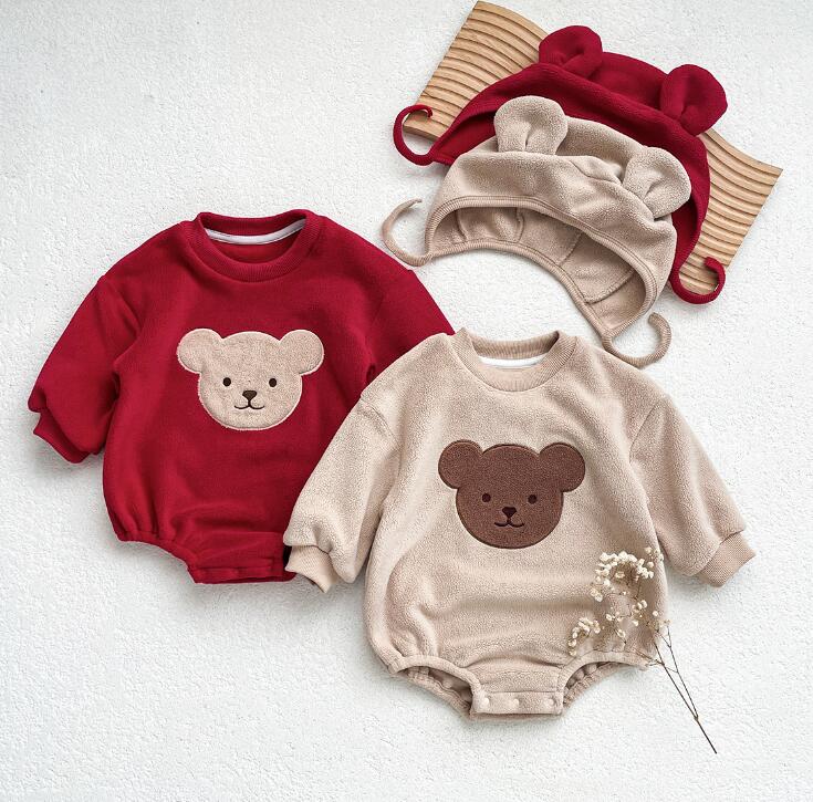 2023秋冬新品★ベビー服★ロンパース+帽子★66-90cm★2色